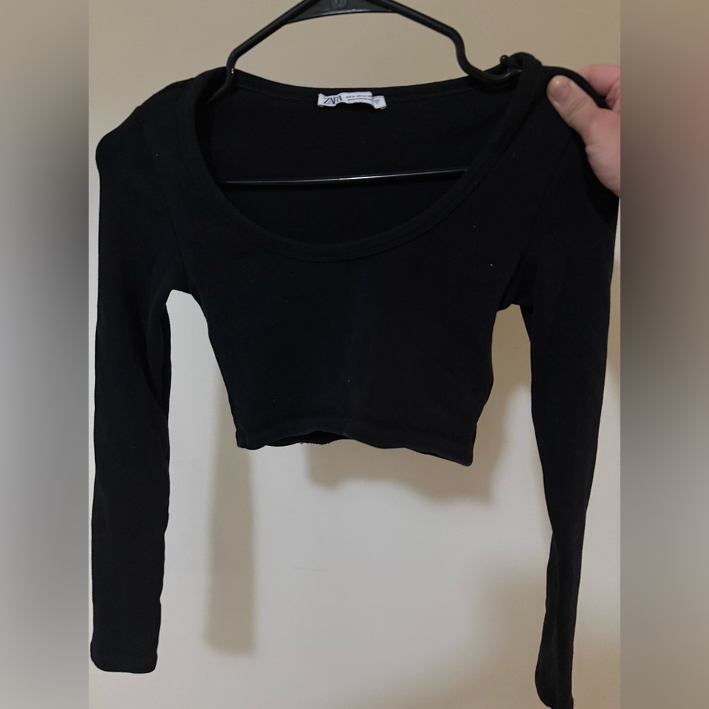 Zara Black Cropped Long Sleeve